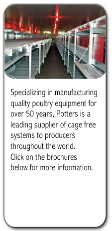 Potters is leading manufacturer of cage free systems